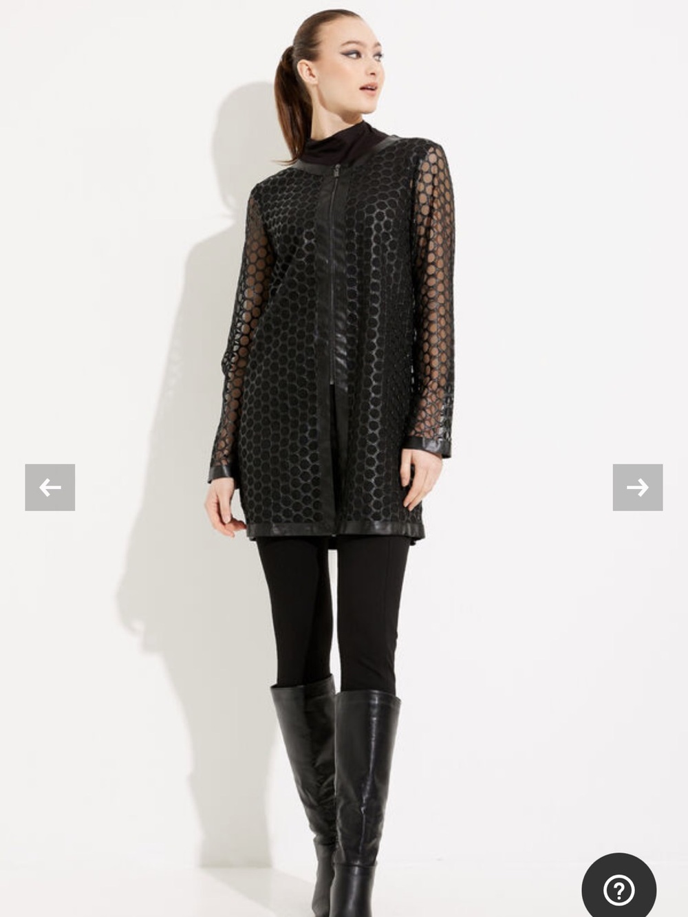 Joseph Ribkoff Black Sheer Hex Mesh Long Jacket - Women